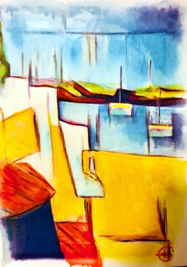 Painting titled "Coup de folie" by Hervé Lamb', Original Artwork, Watercolor Mounted on Cardboard