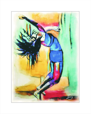 Painting titled "Modern jazz danse" by Hervé Lamb', Original Artwork, Watercolor