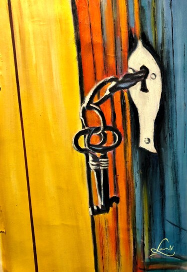 Peinture intitulée "Les clés du paradis" par Hervé Lamb', Œuvre d'art originale, Huile Monté sur Châssis en bois