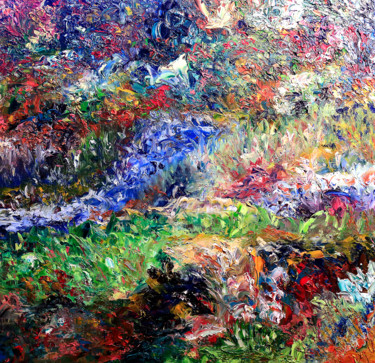 Painting titled "THE RIVER" by Hervé Laurent, Original Artwork, Oil