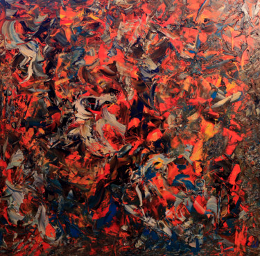 Painting titled "RED 2" by Hervé Laurent, Original Artwork, Oil