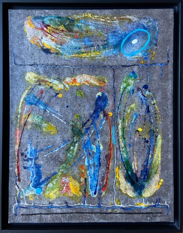 Painting titled ""Triphase..."" by Hervé Le Goaréguer, Original Artwork, Acrylic Mounted on Wood Stretcher frame