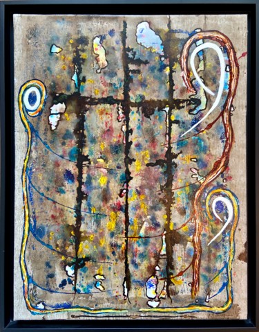 Painting titled ""Triade..."" by Hervé Le Goaréguer, Original Artwork, Acrylic Mounted on Wood Stretcher frame