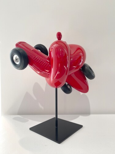 Sculpture titled "Bend T2 rouge" by Hervé Nys, Original Artwork, Resin