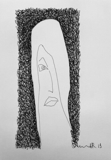 Drawing titled "mèche" by Hervé Rayot, Original Artwork, Ink