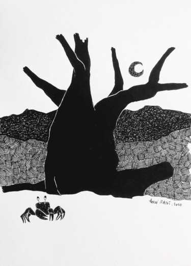 Drawing titled "le crabe" by Hervé Rayot, Original Artwork, Ink