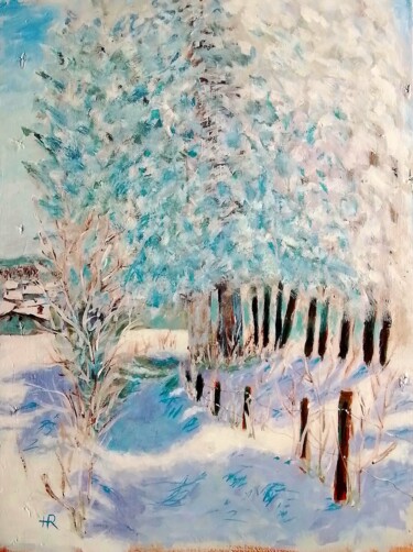 Pittura intitolato "neige à St Agrève" da Hervé Rayot, Opera d'arte originale, Acrilico