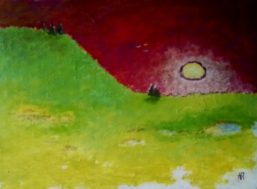 Pittura intitolato "la colline" da Hervé Rayot, Opera d'arte originale, Acrilico