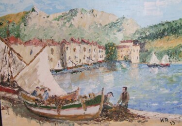 Painting titled "Port provençal" by Hervé Reynard, Original Artwork, Oil