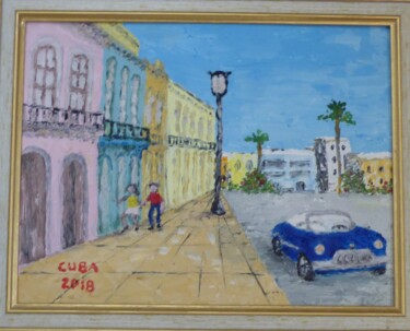 Malerei mit dem Titel "La Havane Cuba" von Hervé Reynard, Original-Kunstwerk, Öl