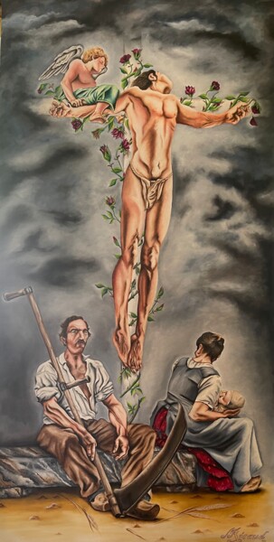 Pittura intitolato "Le christ" da Herve Ricaud, Opera d'arte originale, Olio
