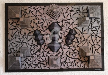 Collages intitulée "Cité maya" par Hervé Senequier, Œuvre d'art originale