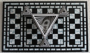 Collages intitulée "Vortex triangle sur…" par Hervé Senequier, Œuvre d'art originale, Découpages