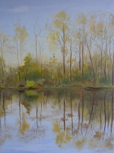 Painting titled "Reflets" by Herve Thomas-Miton, Original Artwork, Oil