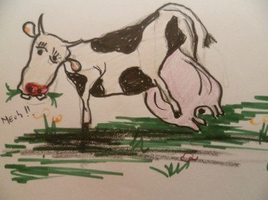 Dessin intitulée "un amour de laitiére" par Herve Thomas-Miton, Œuvre d'art originale