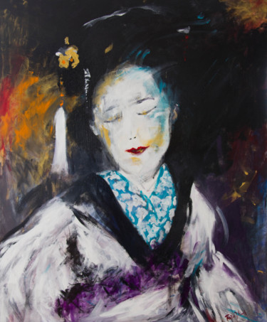 Pittura intitolato "geisha" da Herve Thomas-Miton, Opera d'arte originale, Acrilico