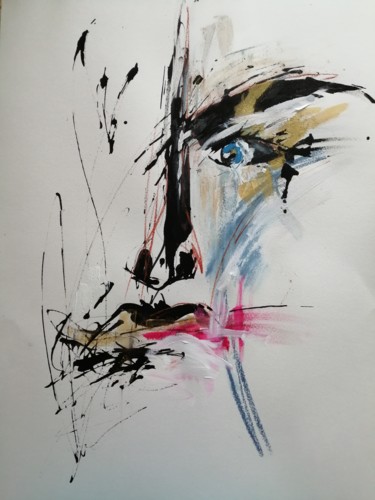 Drawing titled "regard" by Herve Thomas-Miton, Original Artwork, Ink