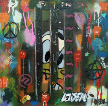 Malerei mit dem Titel "Ce Donald en prison" von Hervé Loiseau, Original-Kunstwerk, Acryl