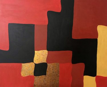 Картина под названием "Interaction 4" - Hervé Loiseau, Подлинное произведение искусства, Акрил Установлен на Деревянная рама…