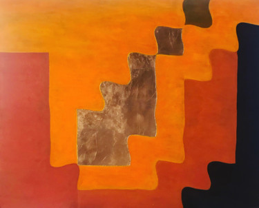 Картина под названием "Interaction 6" - Hervé Loiseau, Подлинное произведение искусства, Акрил Установлен на Деревянная рама…
