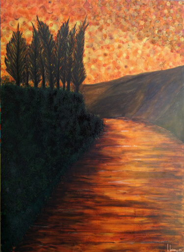 Malerei mit dem Titel "Couché de soleil su…" von Hervé Loiseau, Original-Kunstwerk, Acryl