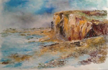 Painting titled "les Falaises de Pou…" by Nelly Hervieu, Original Artwork, Oil