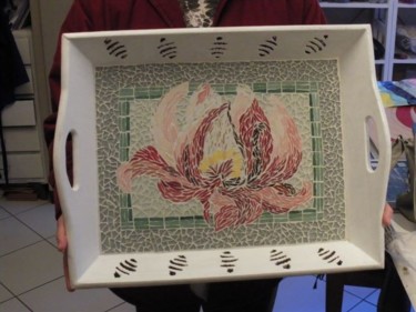 Artisanat intitulée "Lotus en émaux de B…" par Jeannie Herviou-Derrien, Œuvre d'art originale