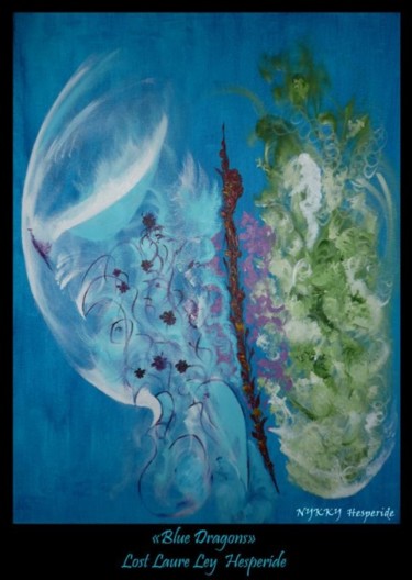 Peinture intitulée "Blue Dragons" par Nykky Hesperide, Œuvre d'art originale