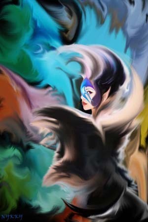 Digital Arts titled "Lady Blue Bird" by Nykky Hesperide, Original Artwork