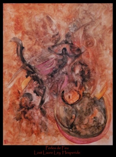 Painting titled "Perles de Feu" by Nykky Hesperide, Original Artwork