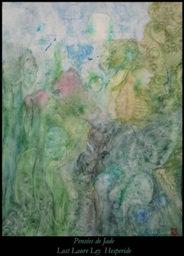 Painting titled "Pensées de Jade" by Nykky Hesperide, Original Artwork