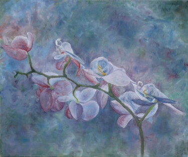 Painting titled "orchidées" by Hessergée, Original Artwork, Oil