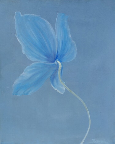 Peinture intitulée "Poppy bleu" par Hessergée, Œuvre d'art originale, Huile