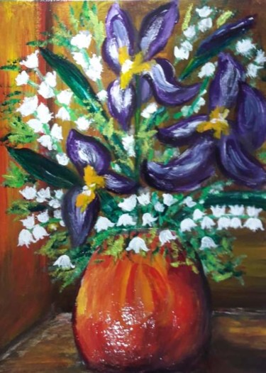 Painting titled "Bouquet de printemps" by Céline Liliane Heyberger, Original Artwork, Acrylic