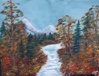 Painting titled "Forêt D Automne" by Céline Liliane Heyberger, Original Artwork, Acrylic