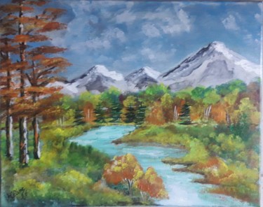 Painting titled "Montagnes" by Céline Liliane Heyberger, Original Artwork, Acrylic