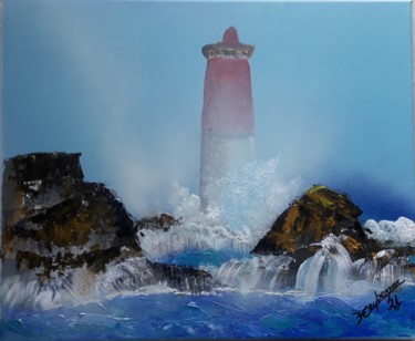 Painting titled "Le Phare" by Céline Liliane Heyberger, Original Artwork, Acrylic