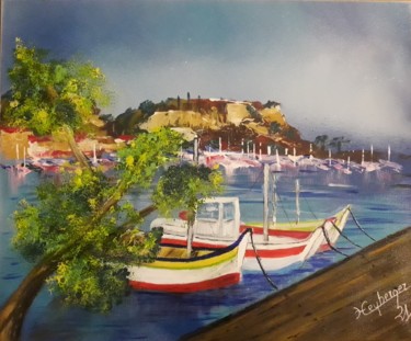 Painting titled "Cassis" by Céline Liliane Heyberger, Original Artwork, Acrylic