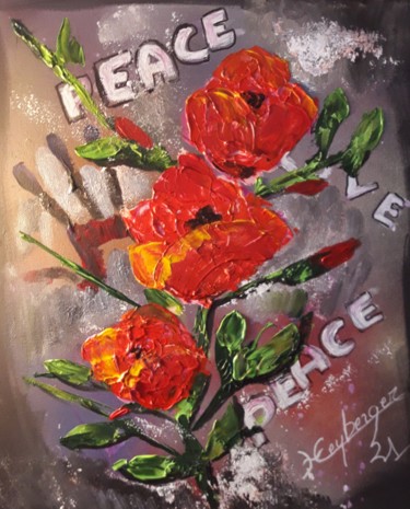 Schilderij getiteld "Fleurs sur la ville" door Céline Liliane Heyberger, Origineel Kunstwerk, Acryl