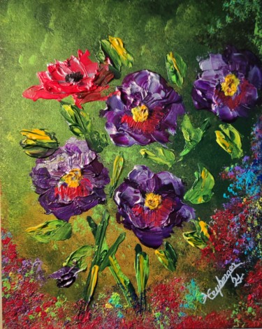 Peinture intitulée "Bouquet Champêtre" par Céline Liliane Heyberger, Œuvre d'art originale, Acrylique