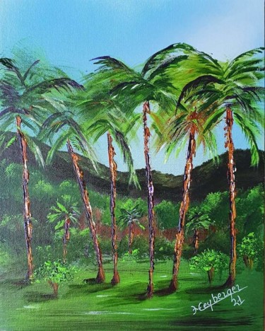 Painting titled "Paradise" by Céline Liliane Heyberger, Original Artwork, Acrylic
