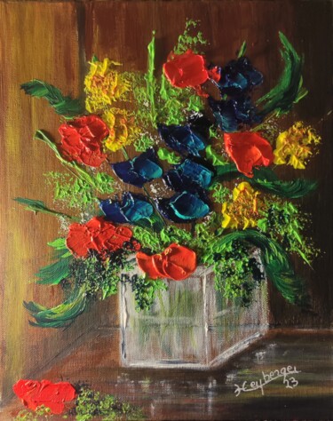 Malerei mit dem Titel "Éclat sur les fleurs" von Céline Liliane Heyberger, Original-Kunstwerk, Acryl