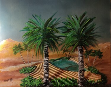 Painting titled "Oasis" by Céline Liliane Heyberger, Original Artwork, Acrylic