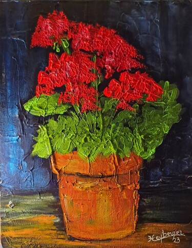 Peinture intitulée "Le Pot-Aux-Fleurs" par Céline Liliane Heyberger, Œuvre d'art originale, Acrylique
