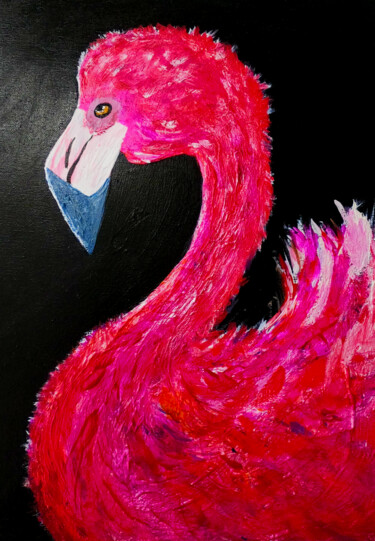 Peinture intitulée "Peaceful Flamingo A…" par Heyleena R, Œuvre d'art originale, Acrylique