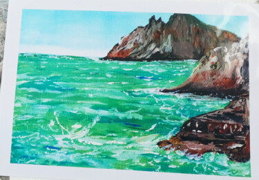 Painting titled "Turquoise Green Sea…" by Heyleena R, Original Artwork, Acrylic
