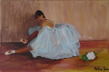 Painting titled "Danseuse a la rose." by Hezan, Original Artwork