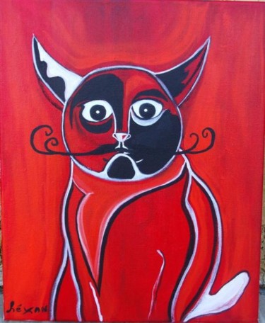 Painting titled "le chat rouge de Da…" by Hezan, Original Artwork