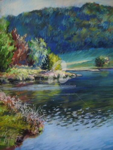 Pintura titulada "soir sur le lac" por Helene Gaben Laurié, Obra de arte original