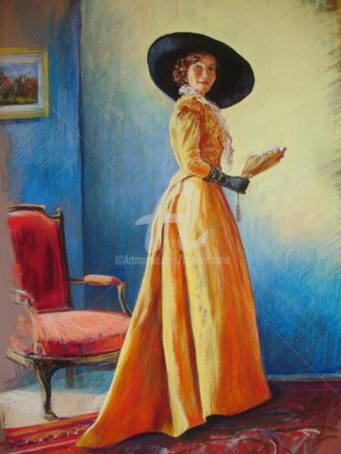 Картина под названием "la visiteuse" - Helene Gaben Laurié, Подлинное произведение искусства